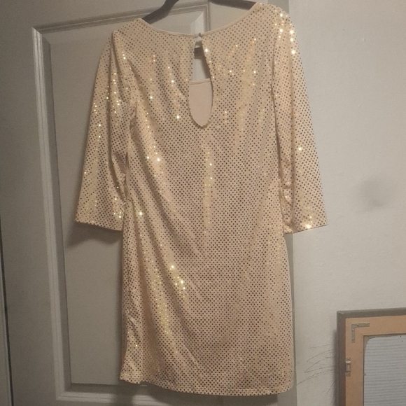 Express Elegant Sequin Dress in Cream - Picture 2 of 6